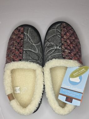 Acorn Women's Gray & Pink Cloud-Cushion Slip-Ons